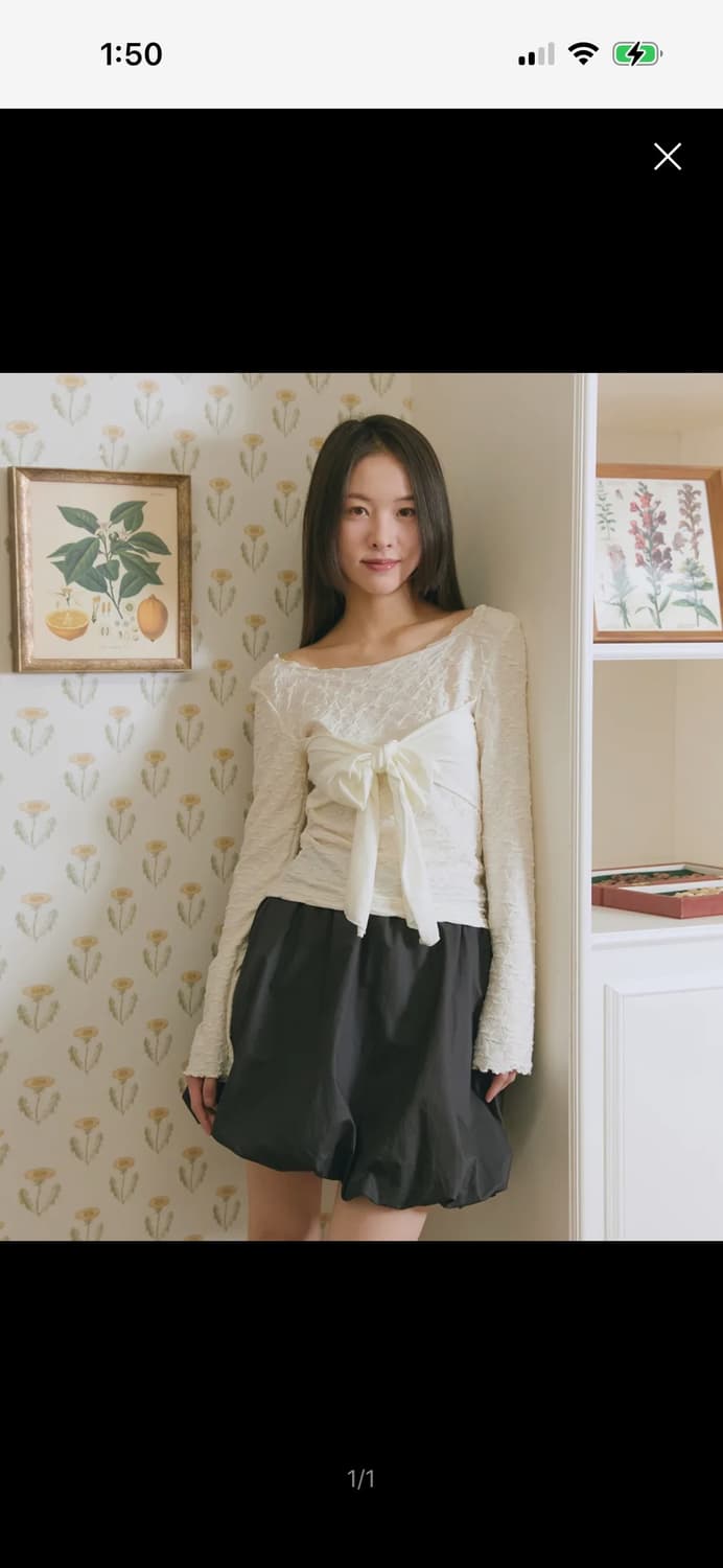 마가린핑거스 RIBBON OFF SHOULDER T-SHIRT CREAM 상품이미지1