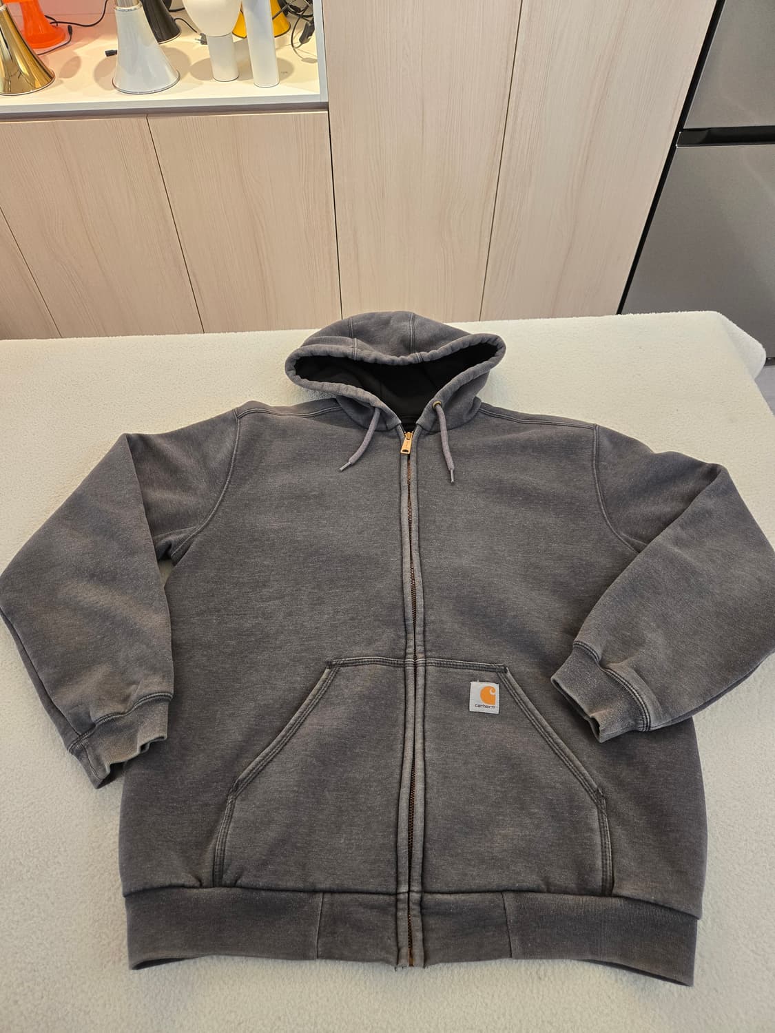 칼하트 맛있게 익은 워싱 후드집업 그레이 "써멀 후드집" M 상품이미지2