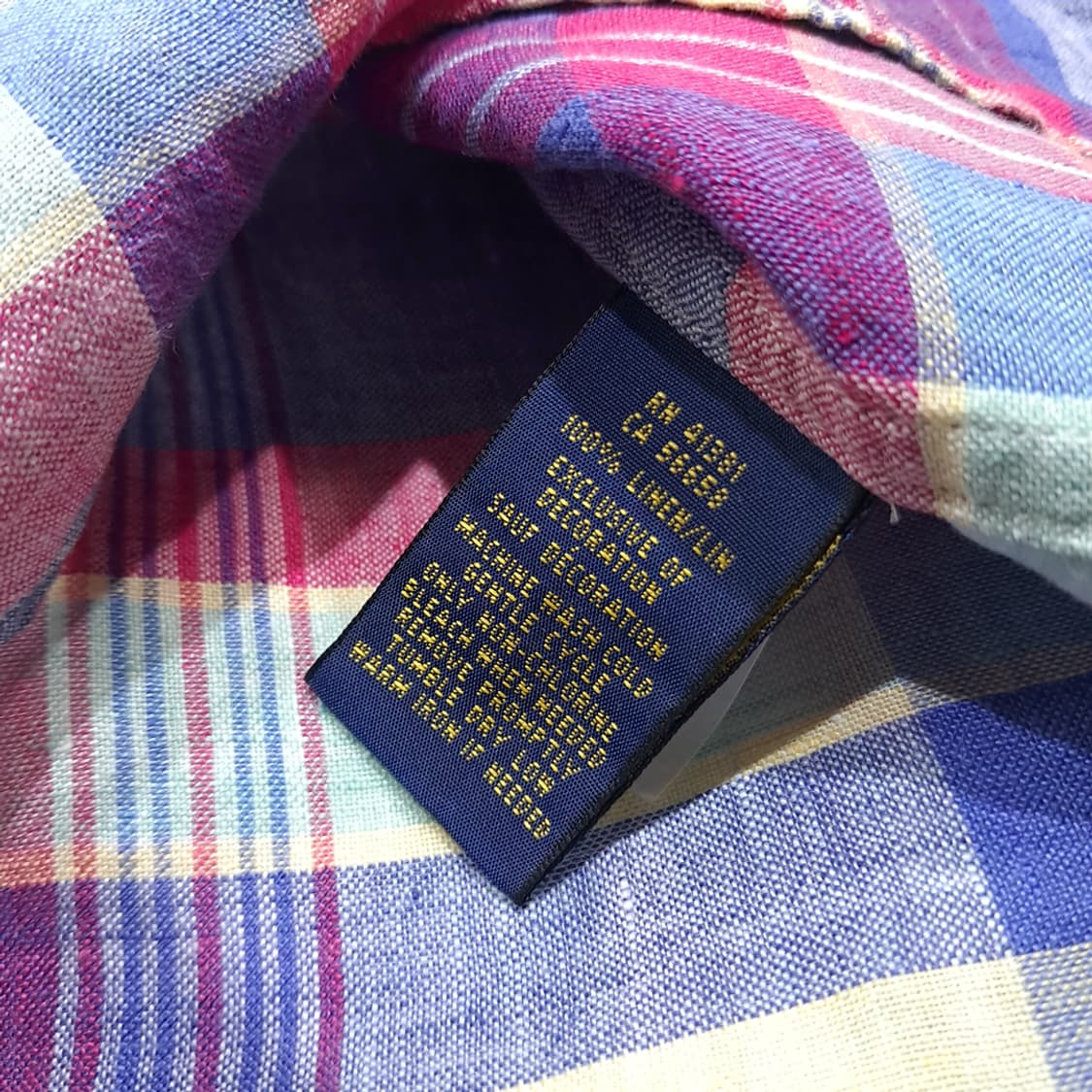 CL851 XS 폴로 00s 린넨 버튼다운 마드라스 체크 셔츠 남방 상품이미지5