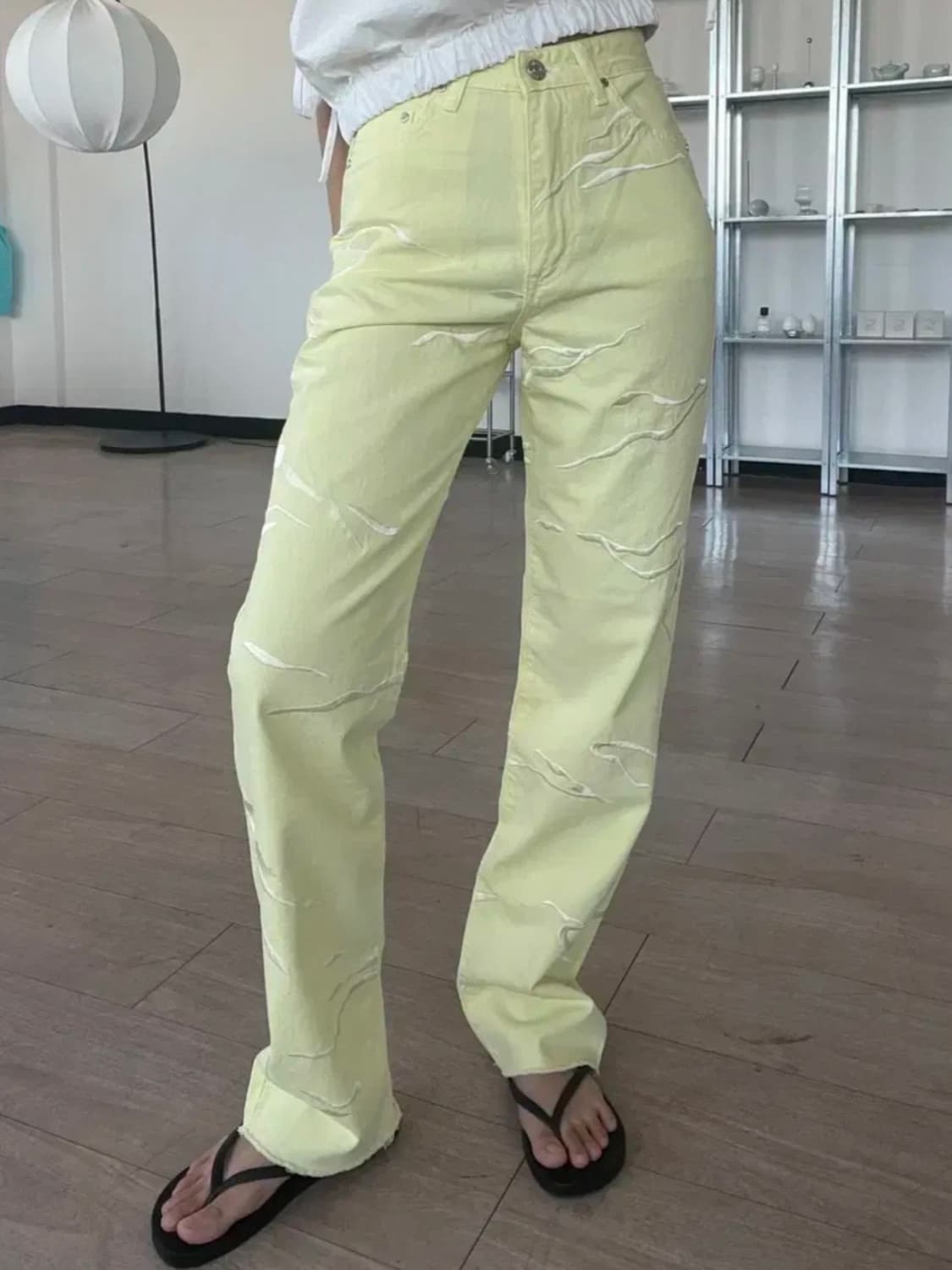 오유알 지브라 자수 팬츠 상품이미지2