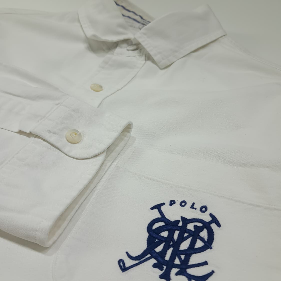 CL461 XL 폴로 90s 코튼 모노그램 화이트 옥스포드 셔츠 남방 상품이미지4