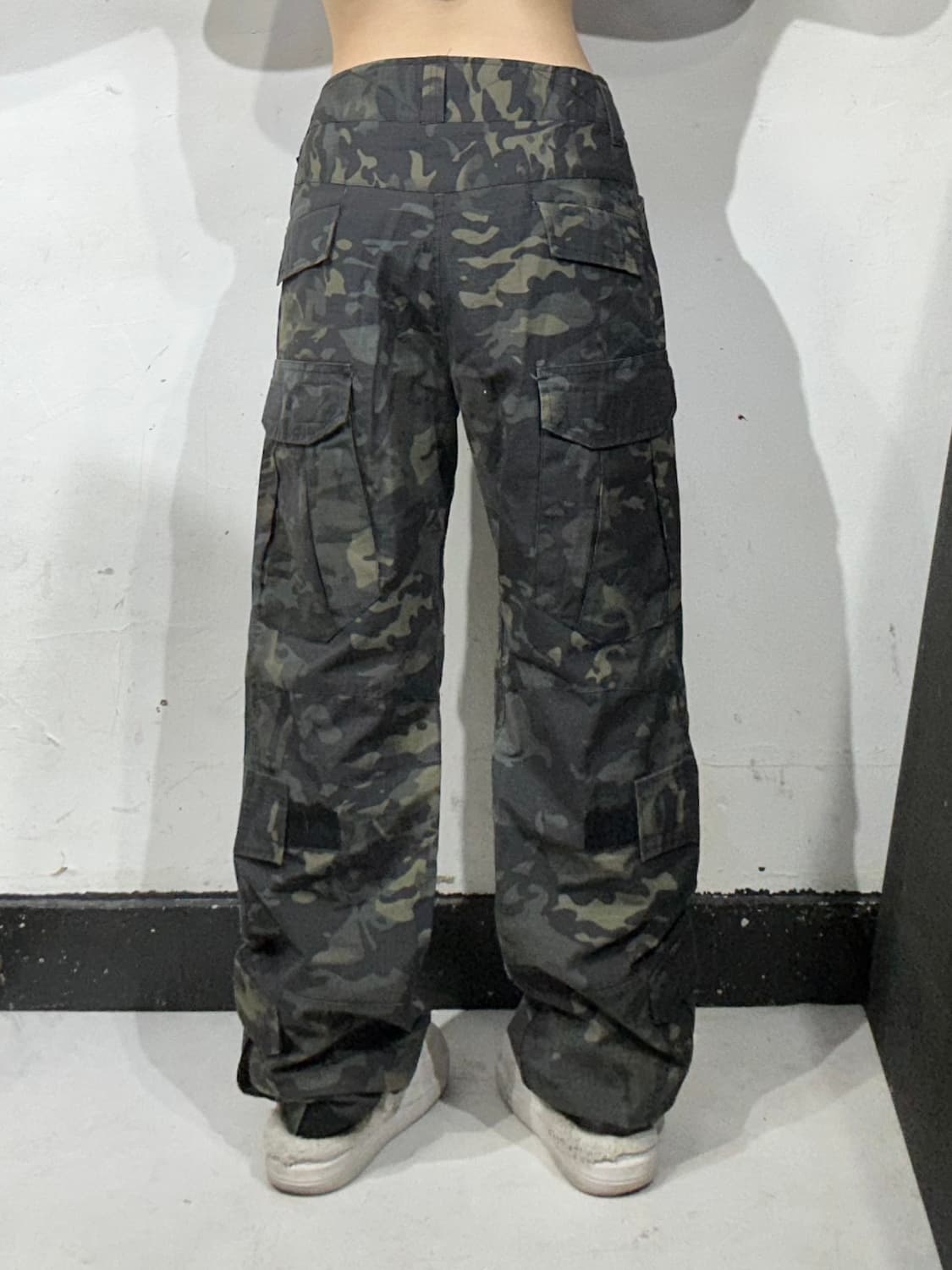 빈티지 그레이 밀리터리 카모 와이드 카고 립스타 팬츠 36 상품이미지3