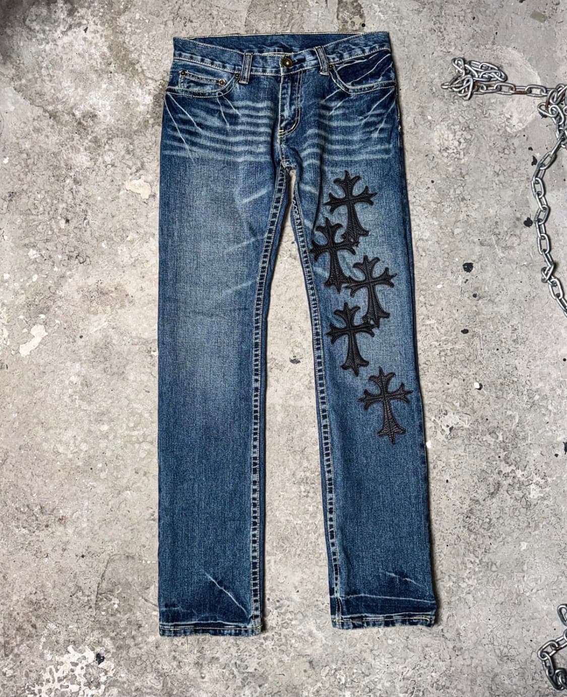 AGATE LABEL 레더 패치 스키니진 상품이미지1