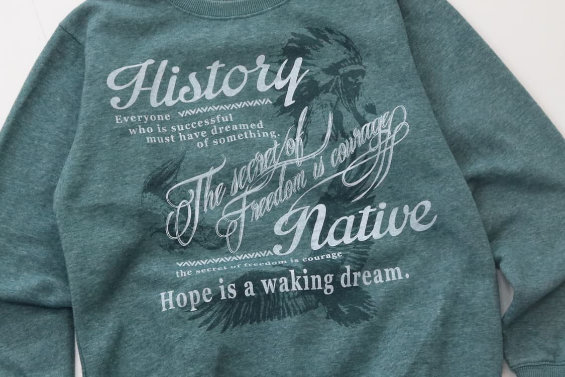빈티지 네이티브 그래픽 멜란지 그린 스웻셔츠 상품이미지3
