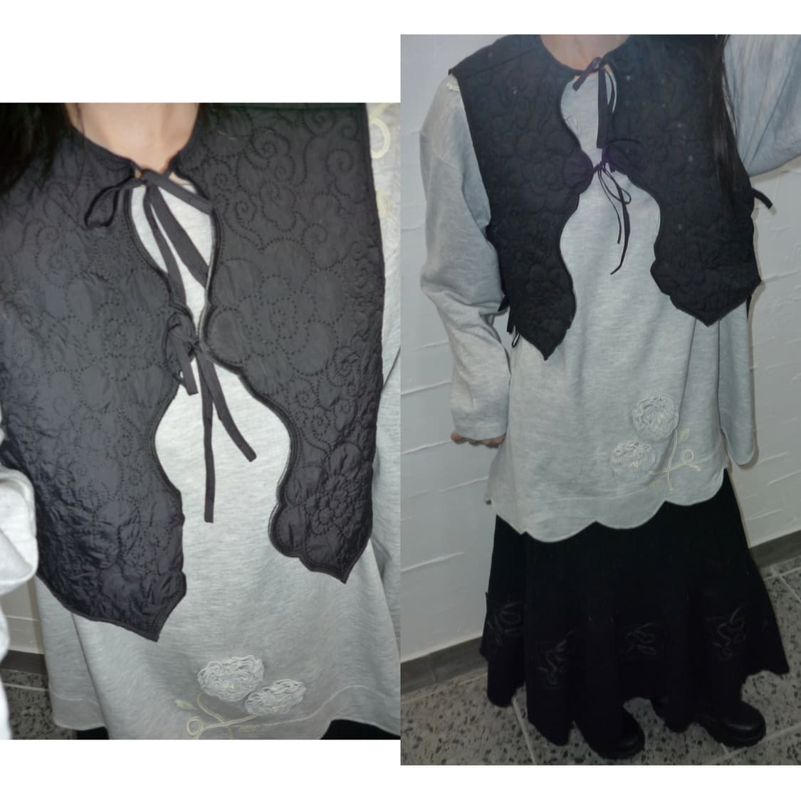 Ribbon quilted vest 상품이미지1