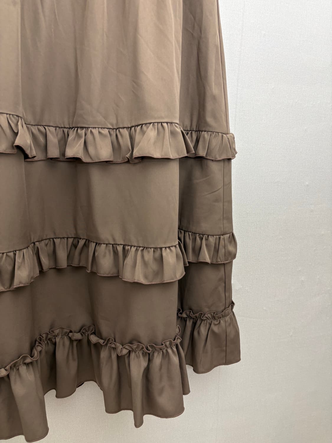 브라운 프릴 캉캉 롱 스커트 상품이미지3