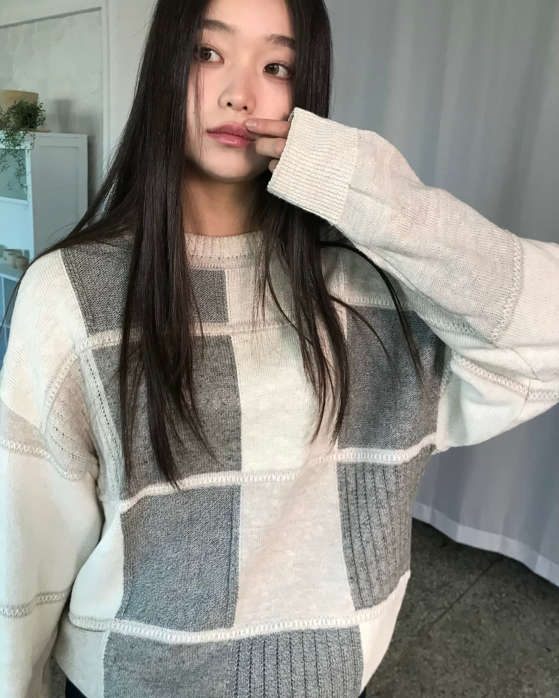 패치워크 블록 니트 상품이미지2