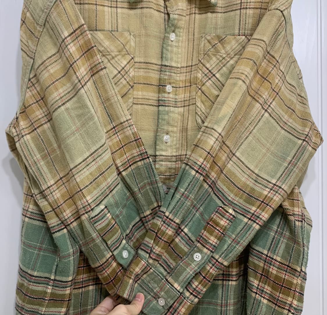 [XS] R13 알써틴 드롭 넥 워크 셔츠 그린 그라데이션 상품이미지4