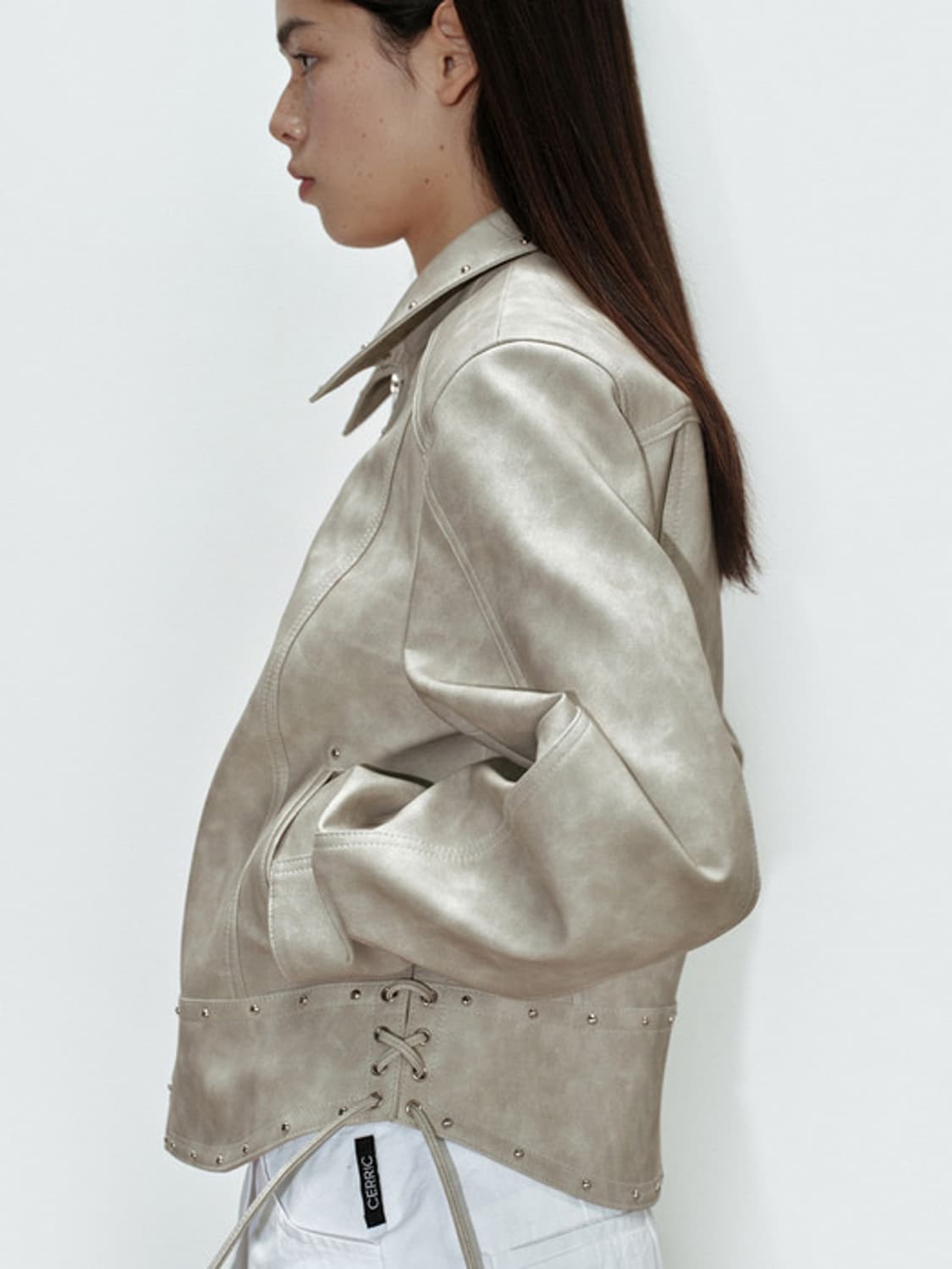 세릭 stud pointed jacket 스터드 포인티드 가죽 레더 자켓 상품이미지3