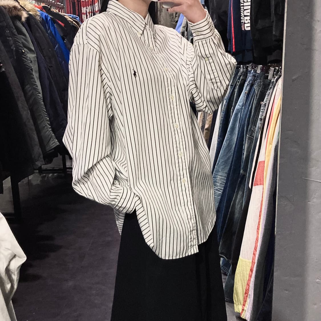  [IM] 폴로 랄프로렌 펜슬 스트라이프 셔츠 블랙 상품이미지3