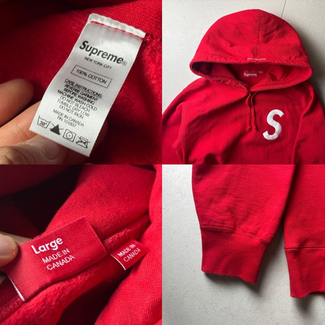 슈프림 레드 후드티 상품이미지3