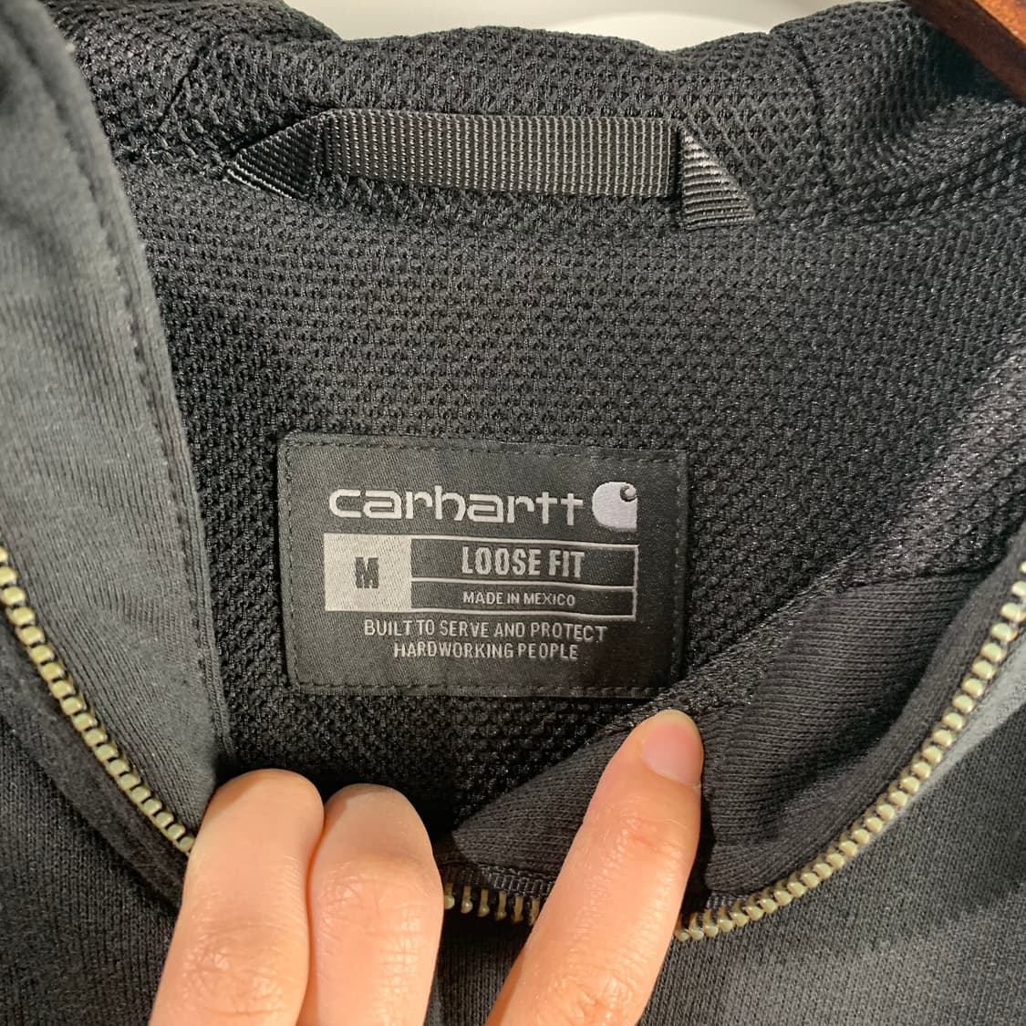 칼하트 로고 블랙 써멀 후드집업 상품이미지6