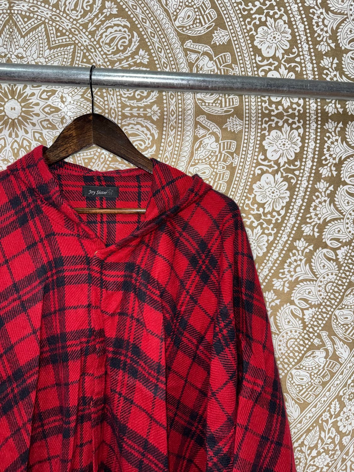 빈티지 체크 타탄 후드 판쵸  상품이미지4