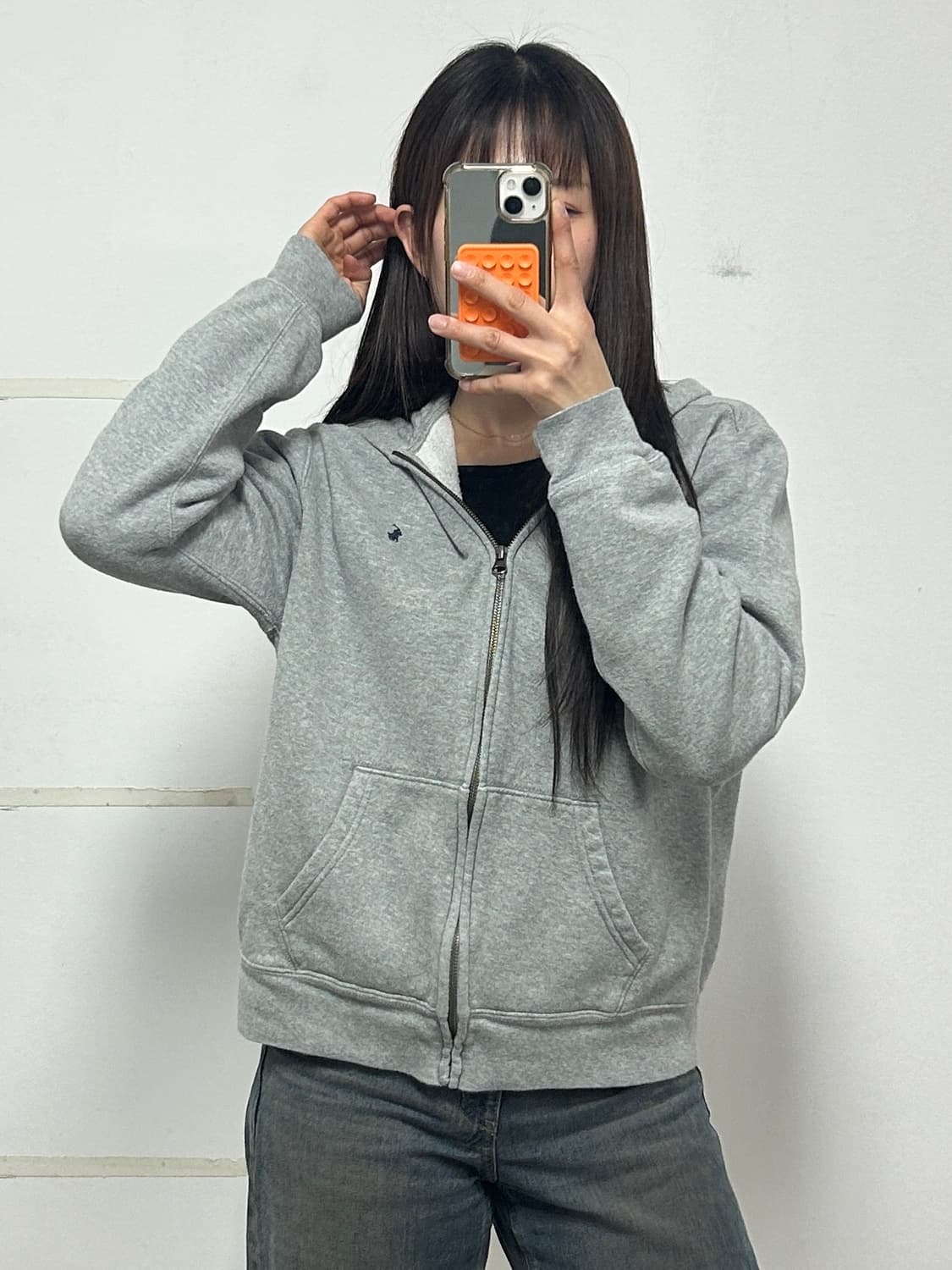 폴로 랄프로렌 신형QR 포니로고 그레이 후드집업 상품이미지1