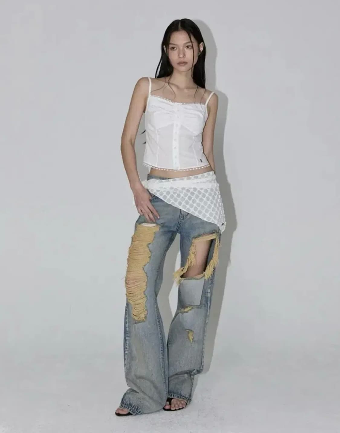 이네기 태슬 스카프 아이보리 상품이미지3