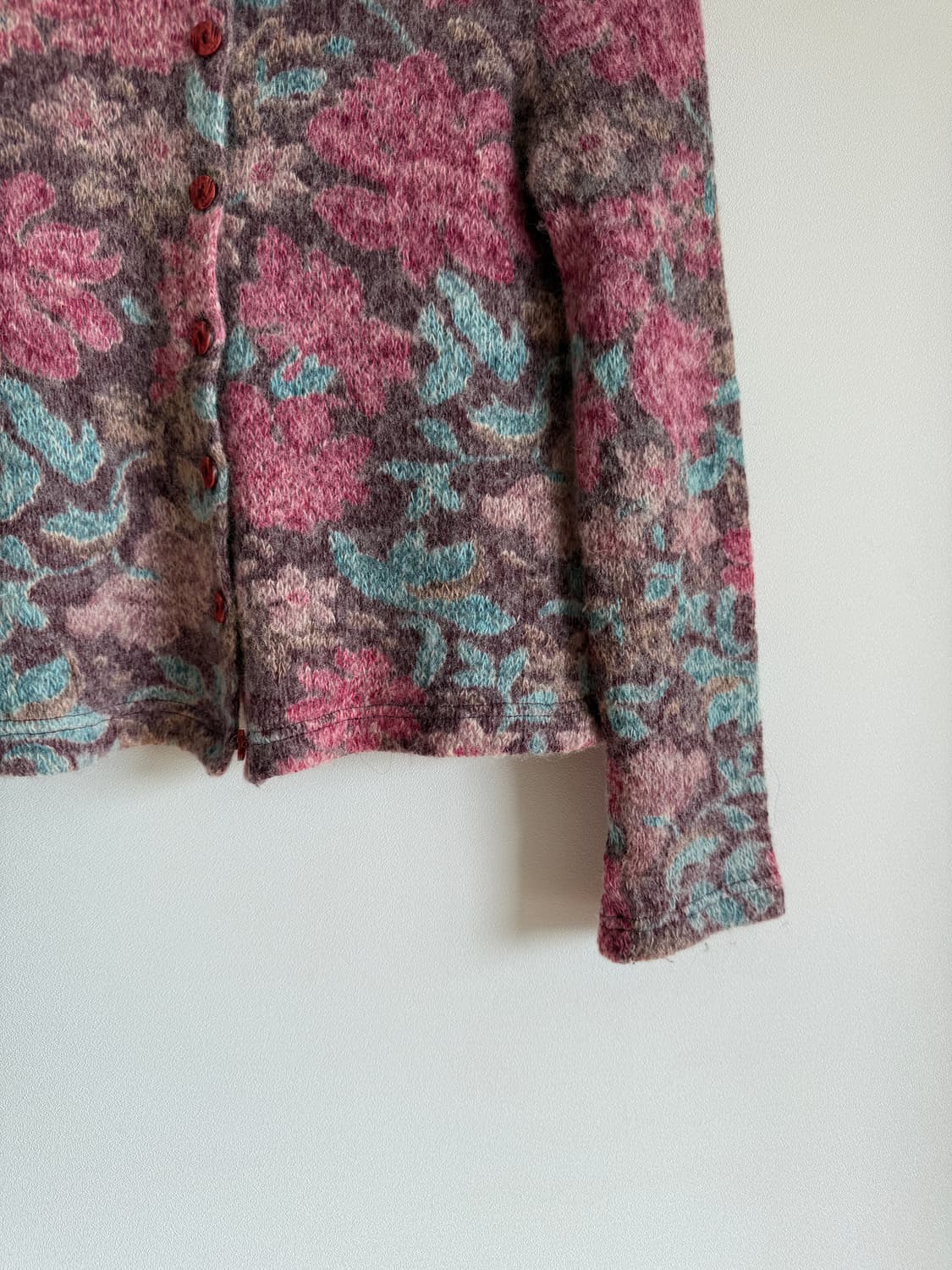 Pre owned 울 블렌드 플라워 가디건 상품이미지3