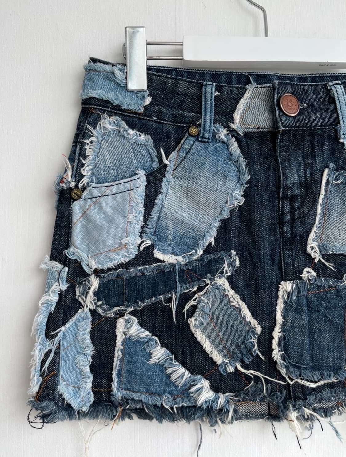 RIOBERA 패치워크 데님 미니스커트 상품이미지2