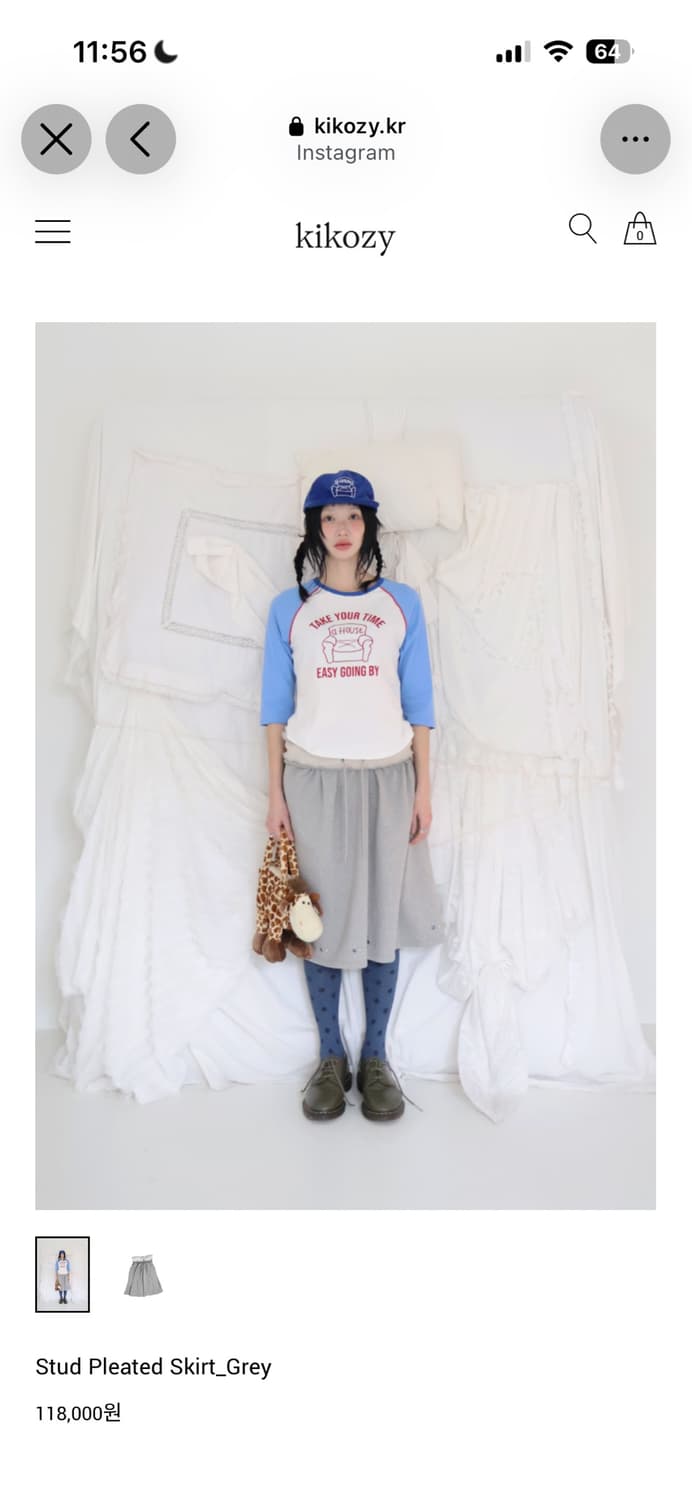 Kikozy 키코지 stud pleated skirt 그레이 상품이미지1