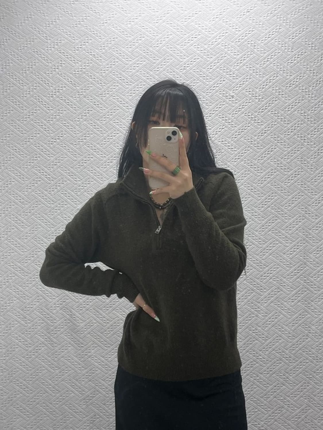 유니클로 X JW앤더슨 수플레얀 반집업 울혼방 니트 S C08881 상품이미지2