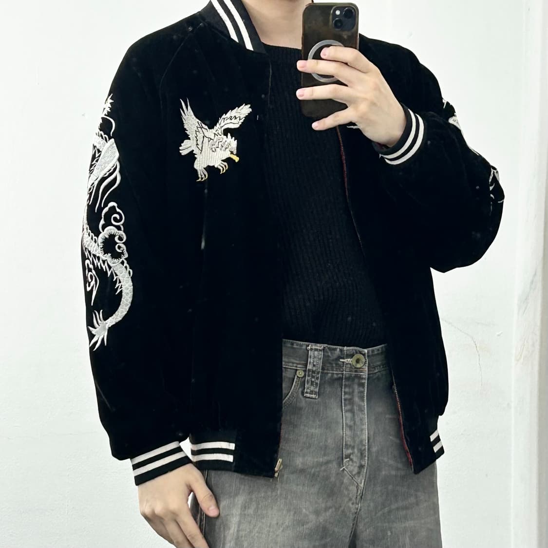 리버시블 벨벳 자수 스카쟌 자켓 상품이미지5