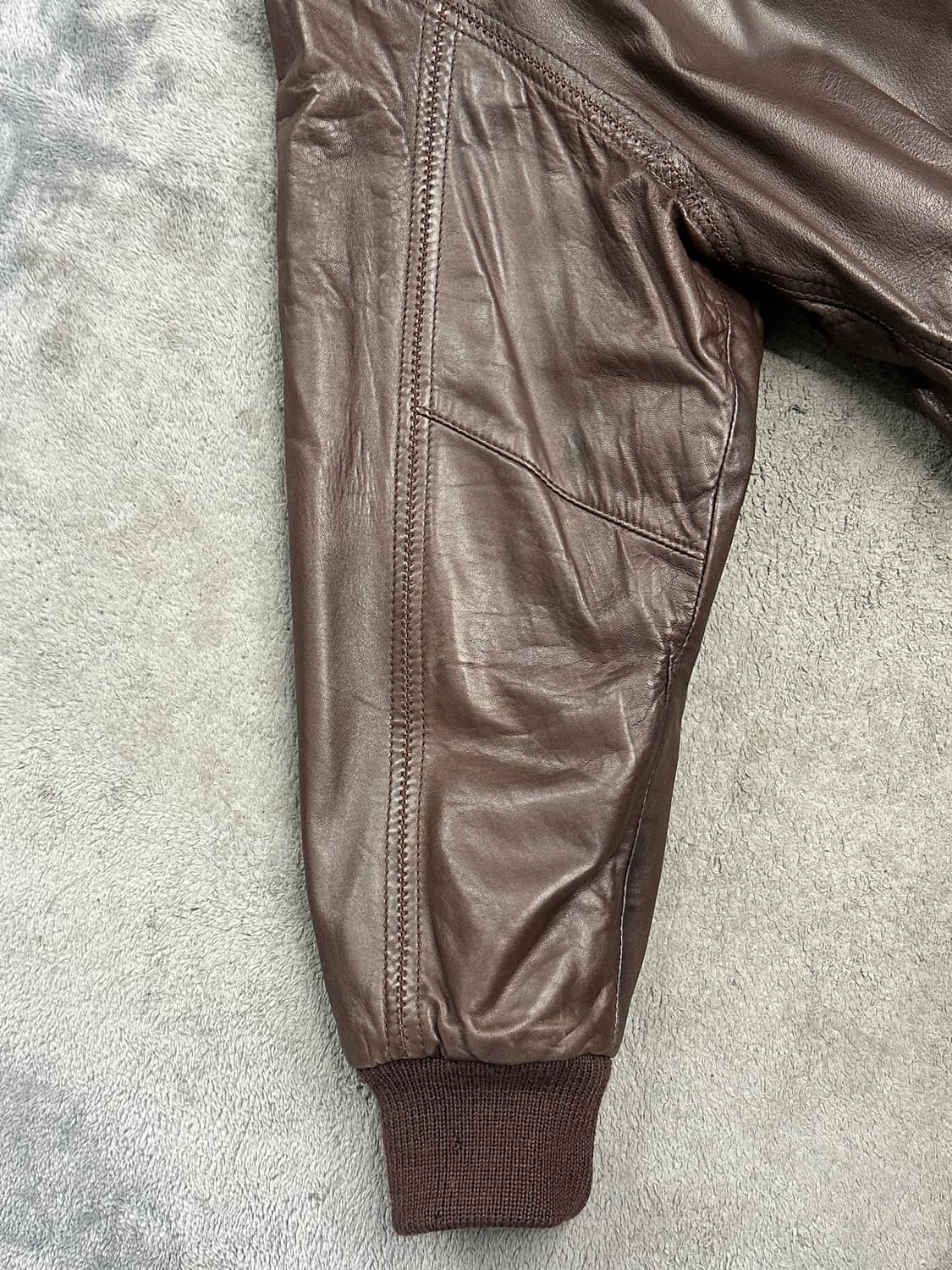 80s  HUGO BOSS 브라운 레더 자켓 50 상품이미지6