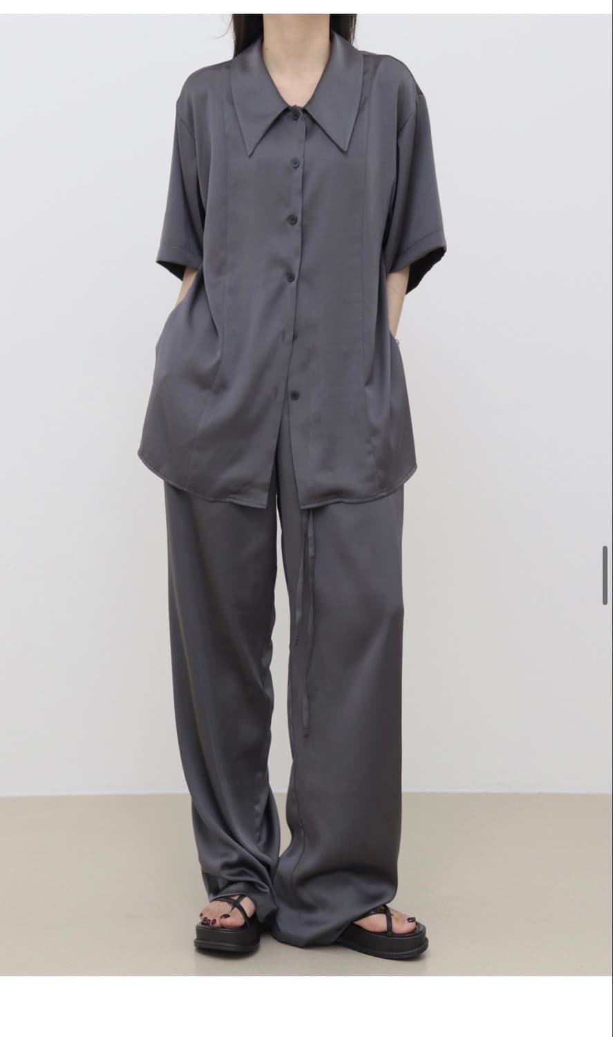 새상품) 트리밍버드 코클 셋업 팬츠 + 셔츠 세트 다크 실버 상품이미지10