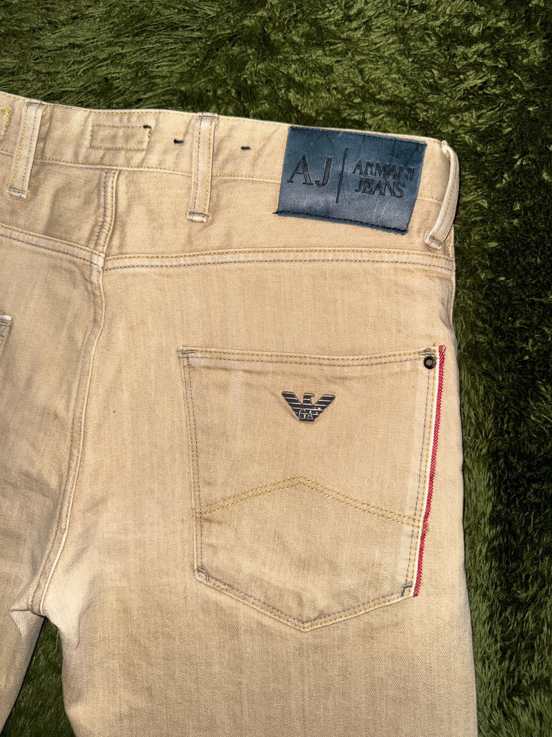 [W28/L34] ARMANI 아르마니 진스 워시드 코튼 팬츠 베이지 상품이미지9