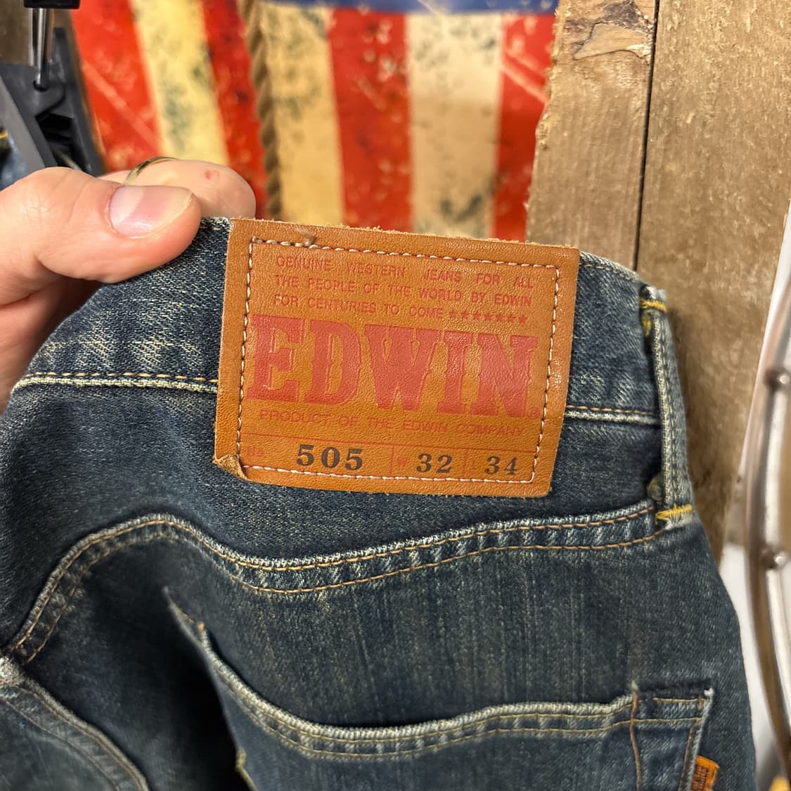 에드윈 505 빈티지 에이징 루즈핏 셀비지 데님팬츠 N906  상품이미지7