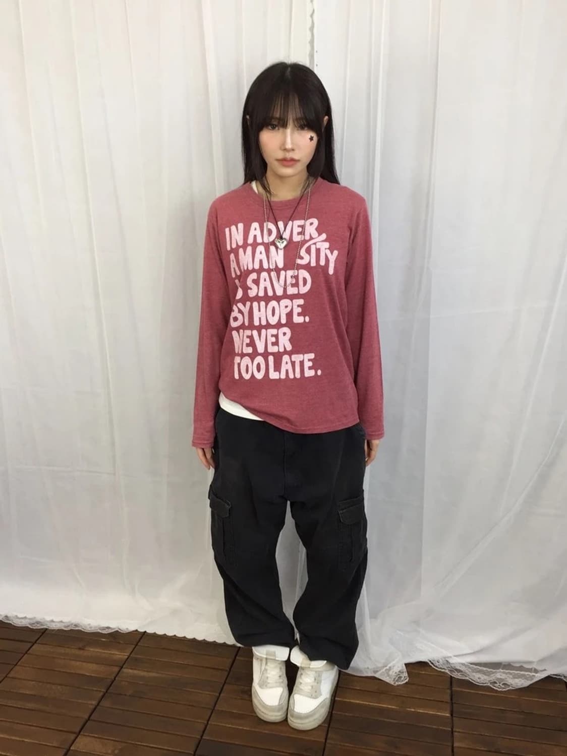 JPN Red Quote Long Sleeve Tee 상품이미지1