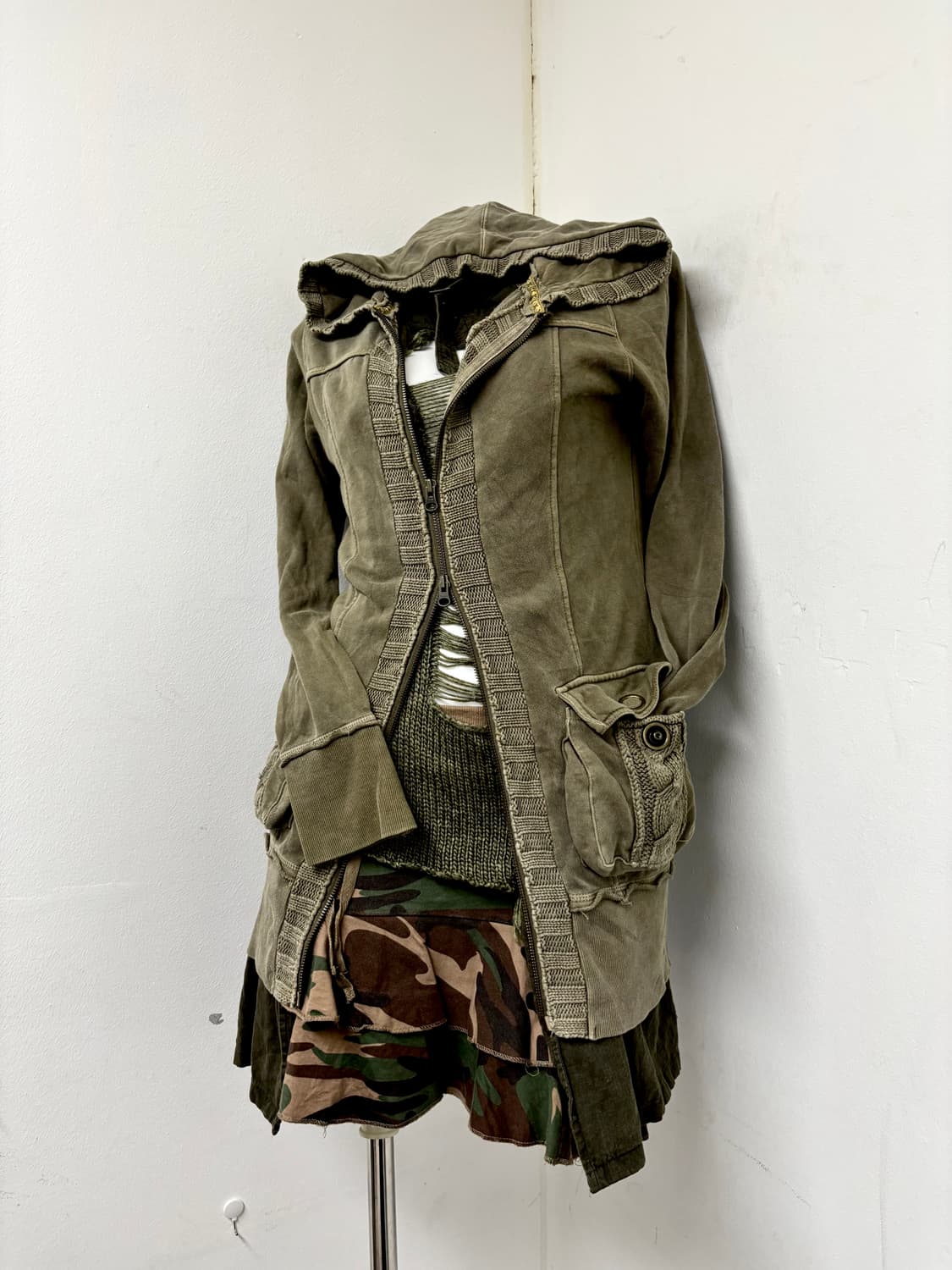 “Back Number” Y2K Khaki 2-way hooded Zip 상품이미지7