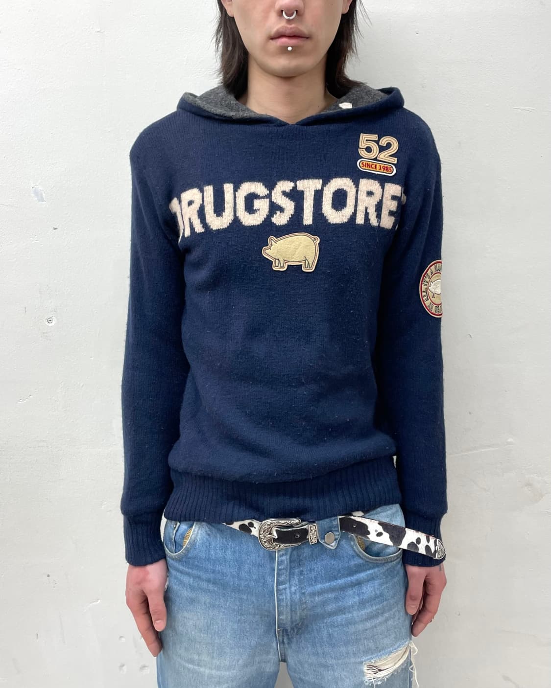 Drugstore Pig Navy Hoodie 상품이미지1