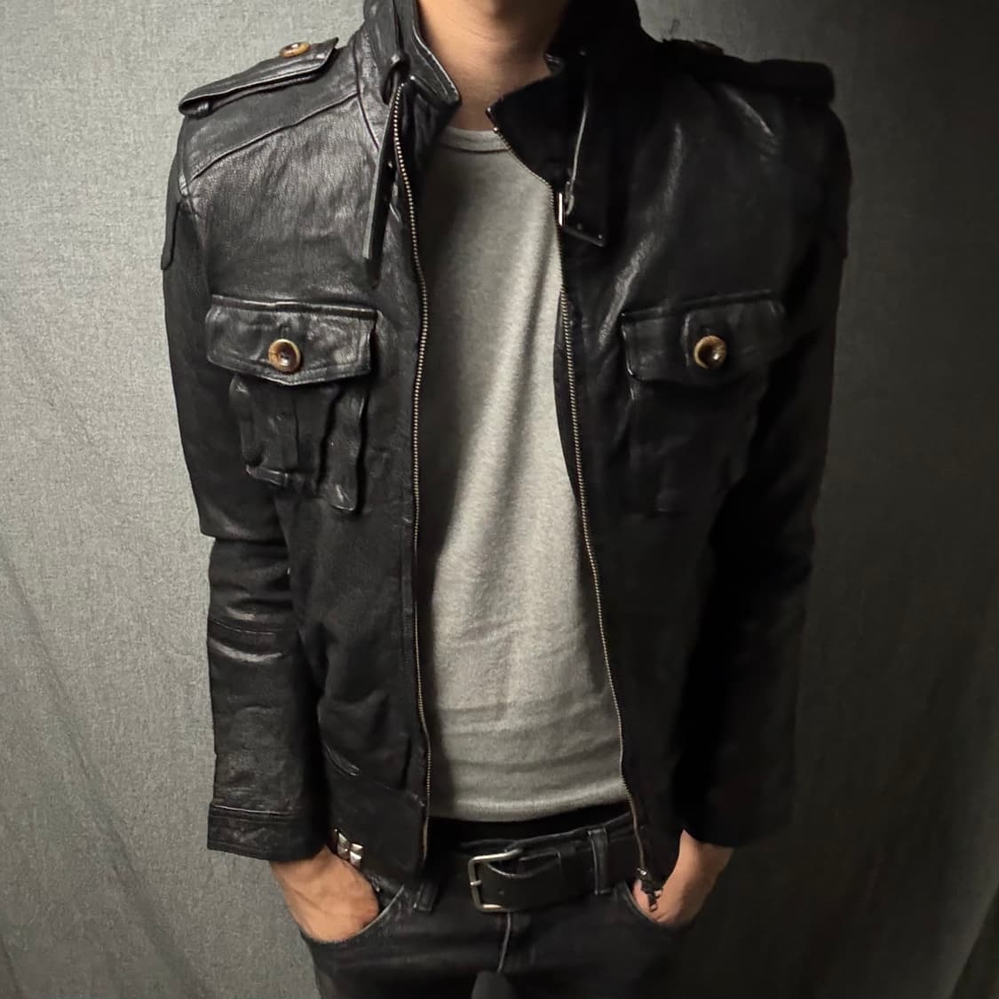 goat skin pocket leather jacket 상품이미지3