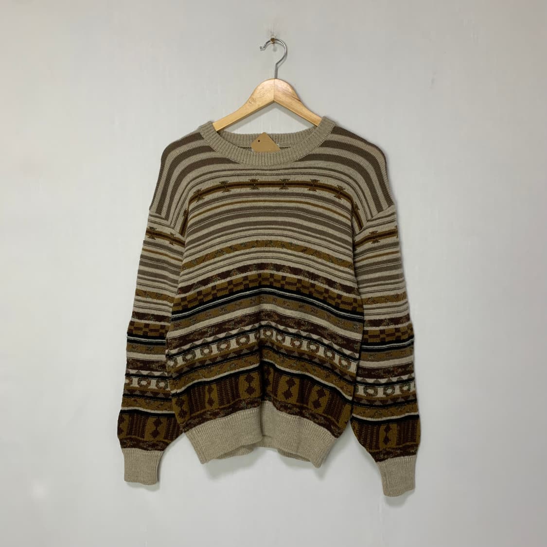 jpn 일본 빈티지 패턴 브라운 니트 스웨터 상품이미지1