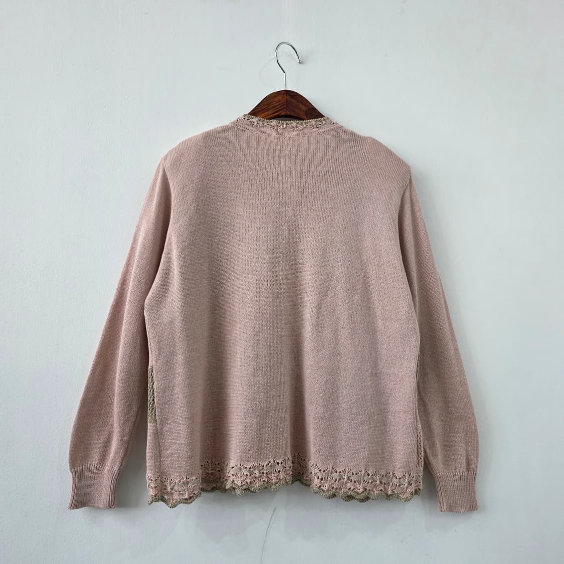 핑크 스퀘어 펀칭 코튼 가디건 상품이미지2