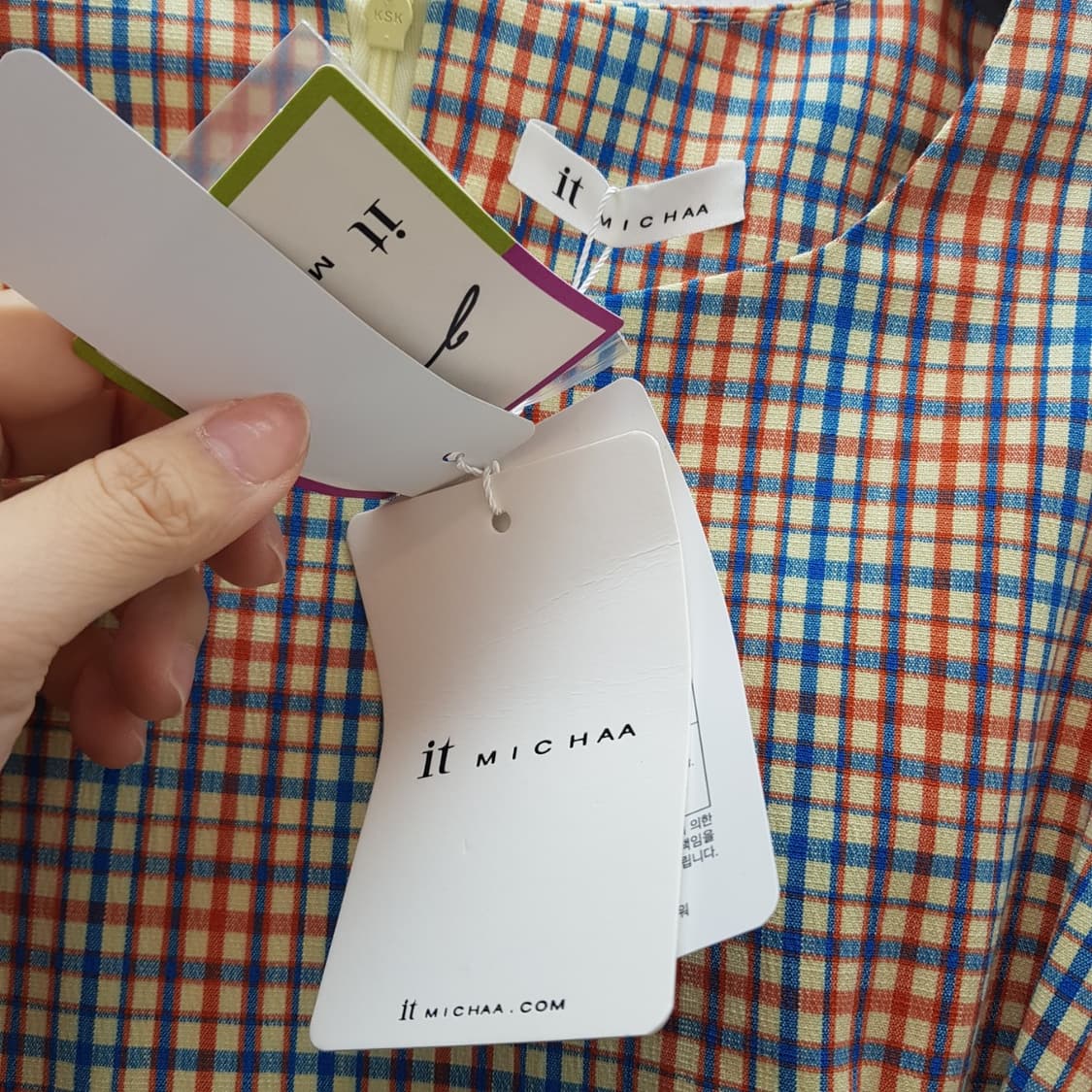 잇미샤 체크 롱 원피스 밸트 세트  상품이미지6