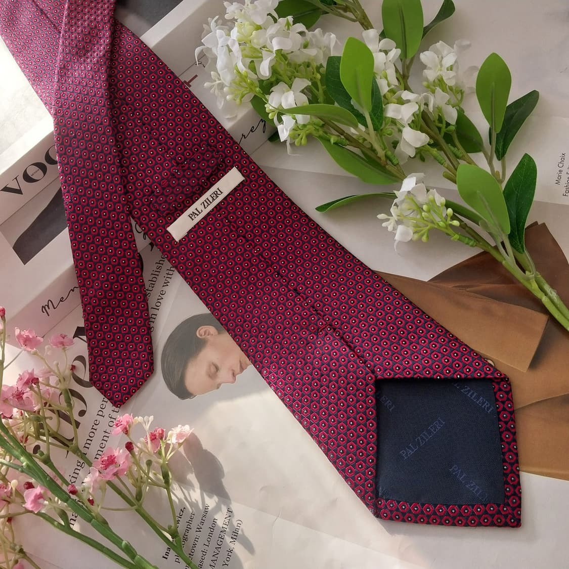 빨질레리 실크 레드 패턴 넥타이 9.2cm A+등급 K1817
 상품이미지5