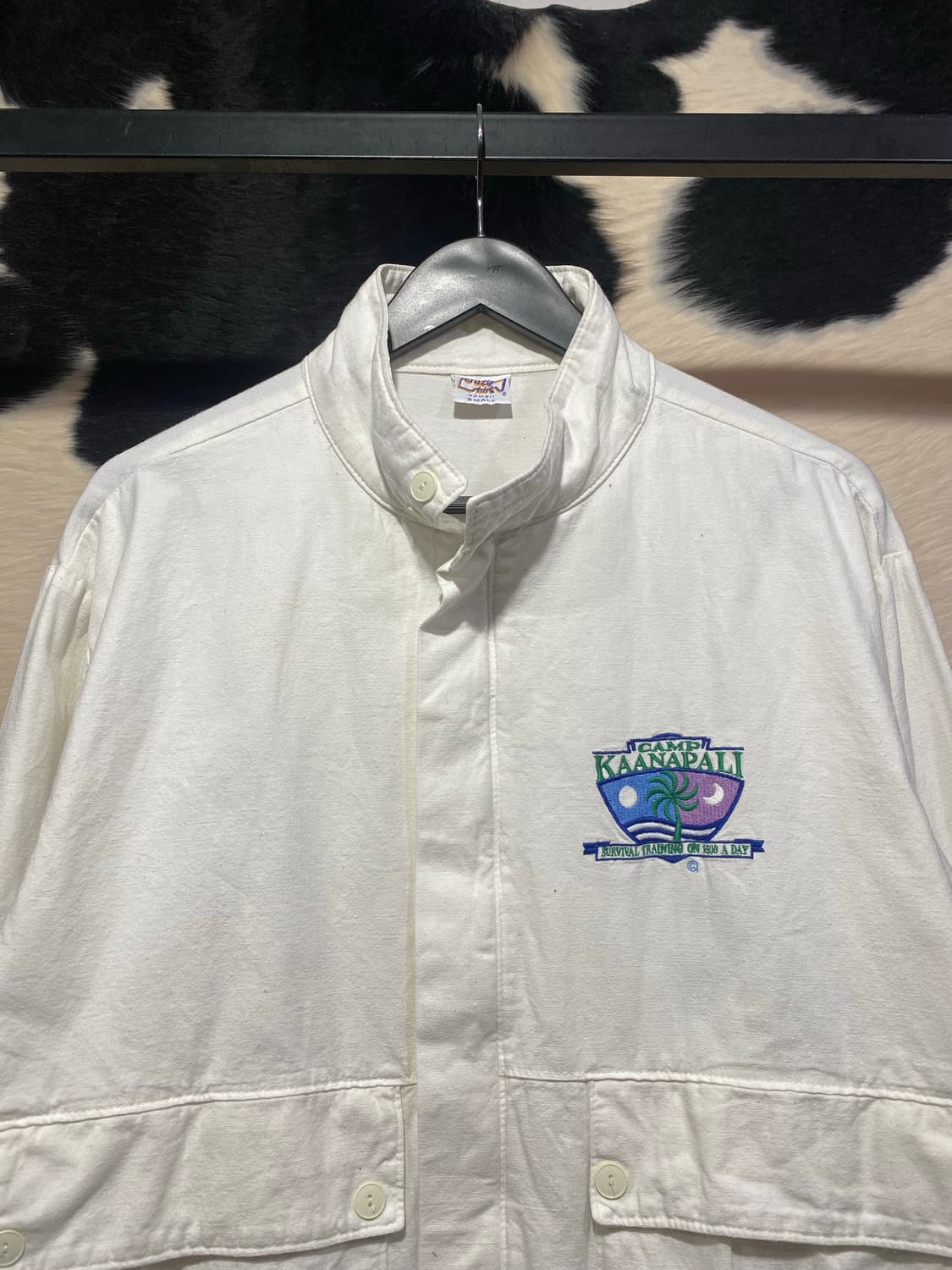 Crazy shirts 자수 디테일 화이트 코튼 봄버 상품이미지2