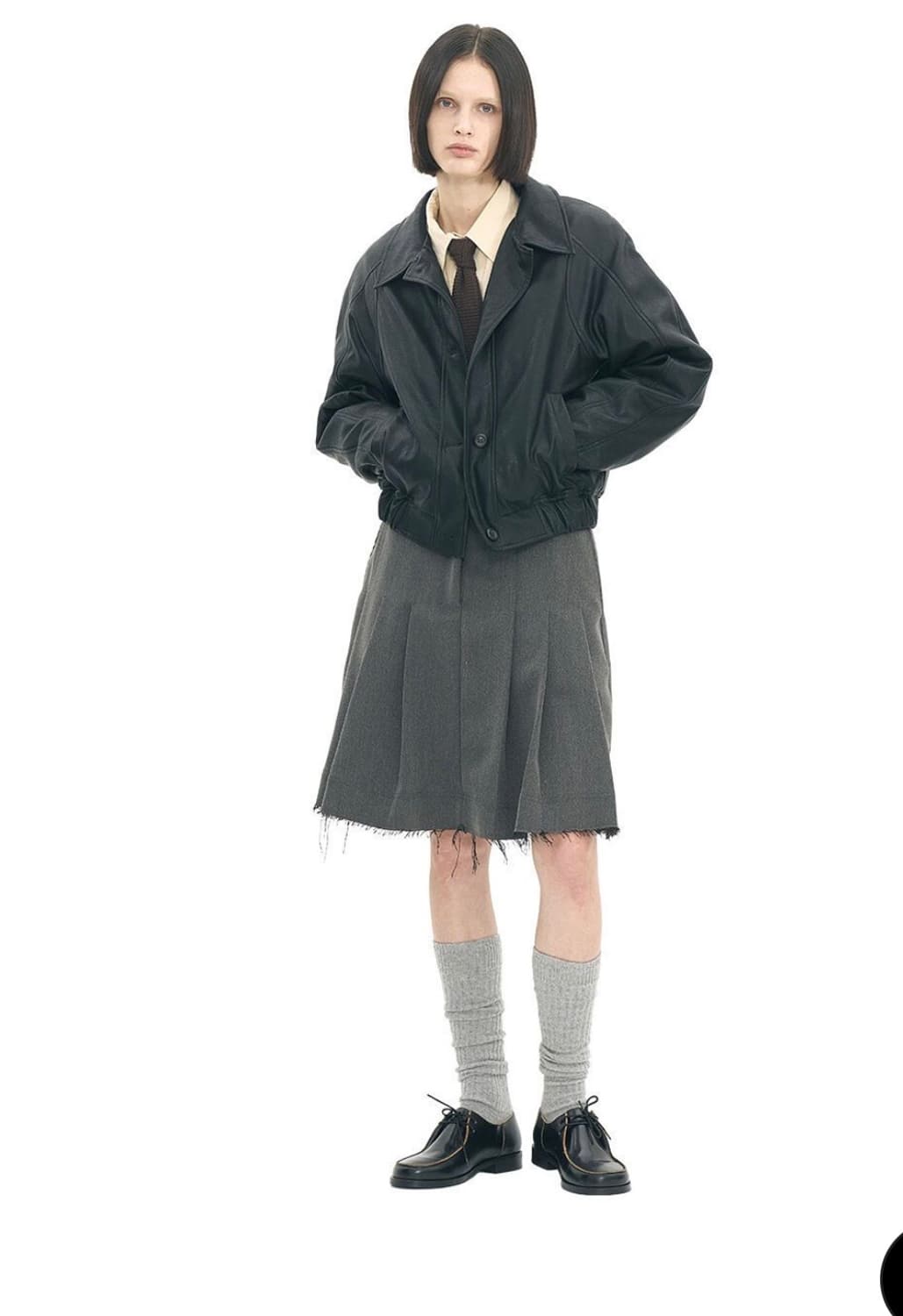 파르티멘토우먼 컷 플리츠 스커트 그레이M 상품이미지3