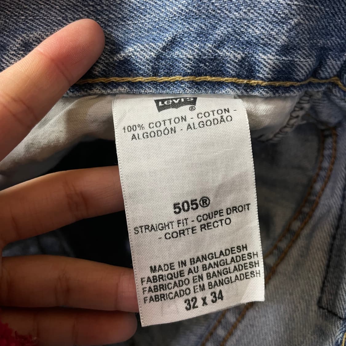 (32) 리바이스 505 32X34 스트레이트핏 연청 데님 팬츠 상품이미지4