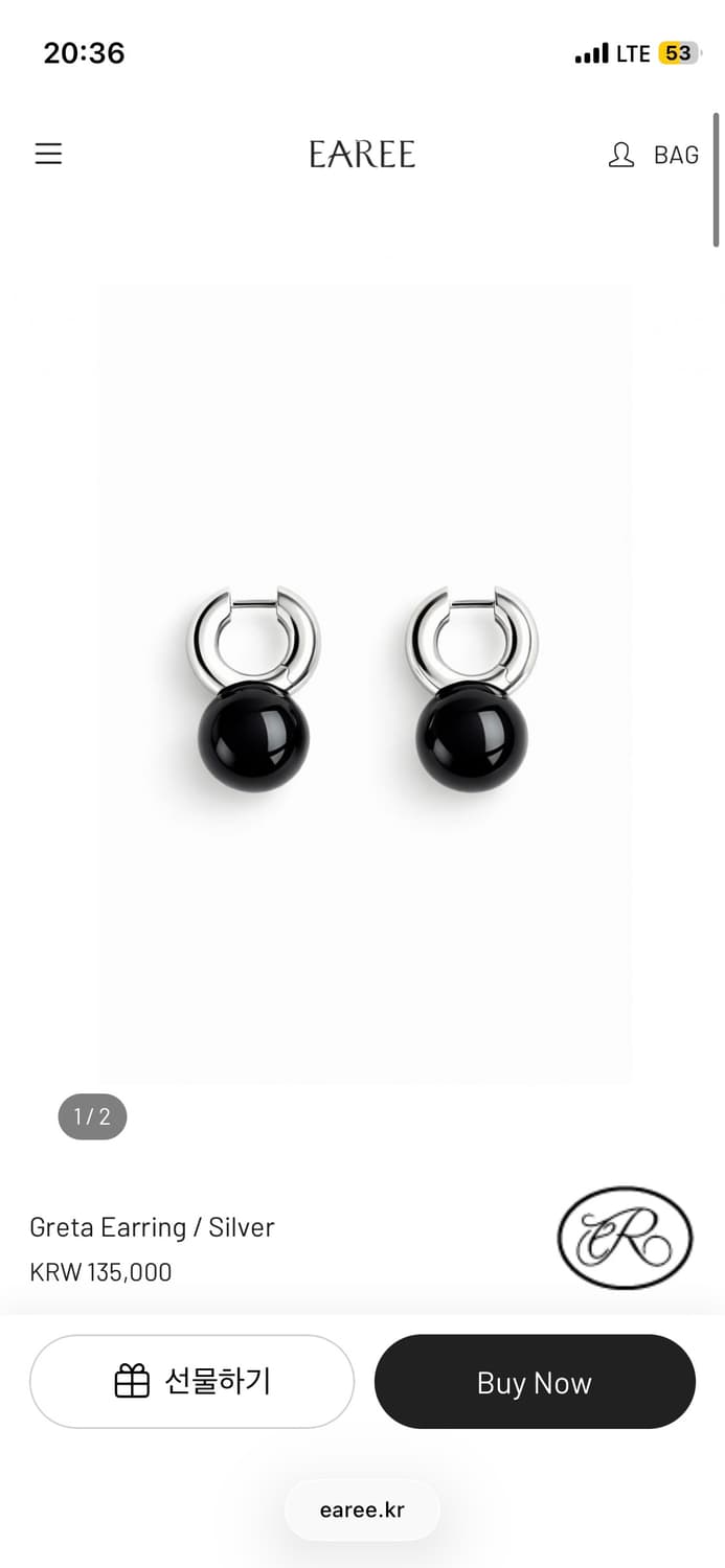 이어리 그레타 실버 이어링 오닉스 상품이미지1