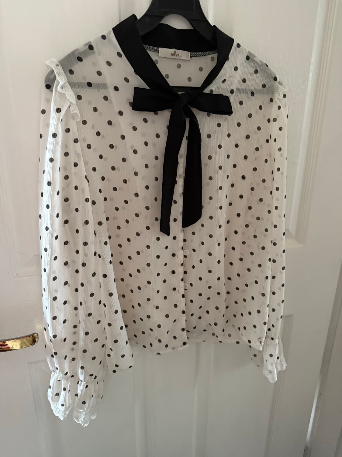 Sellys 도트 리본 레이스 블라우스 상품이미지2