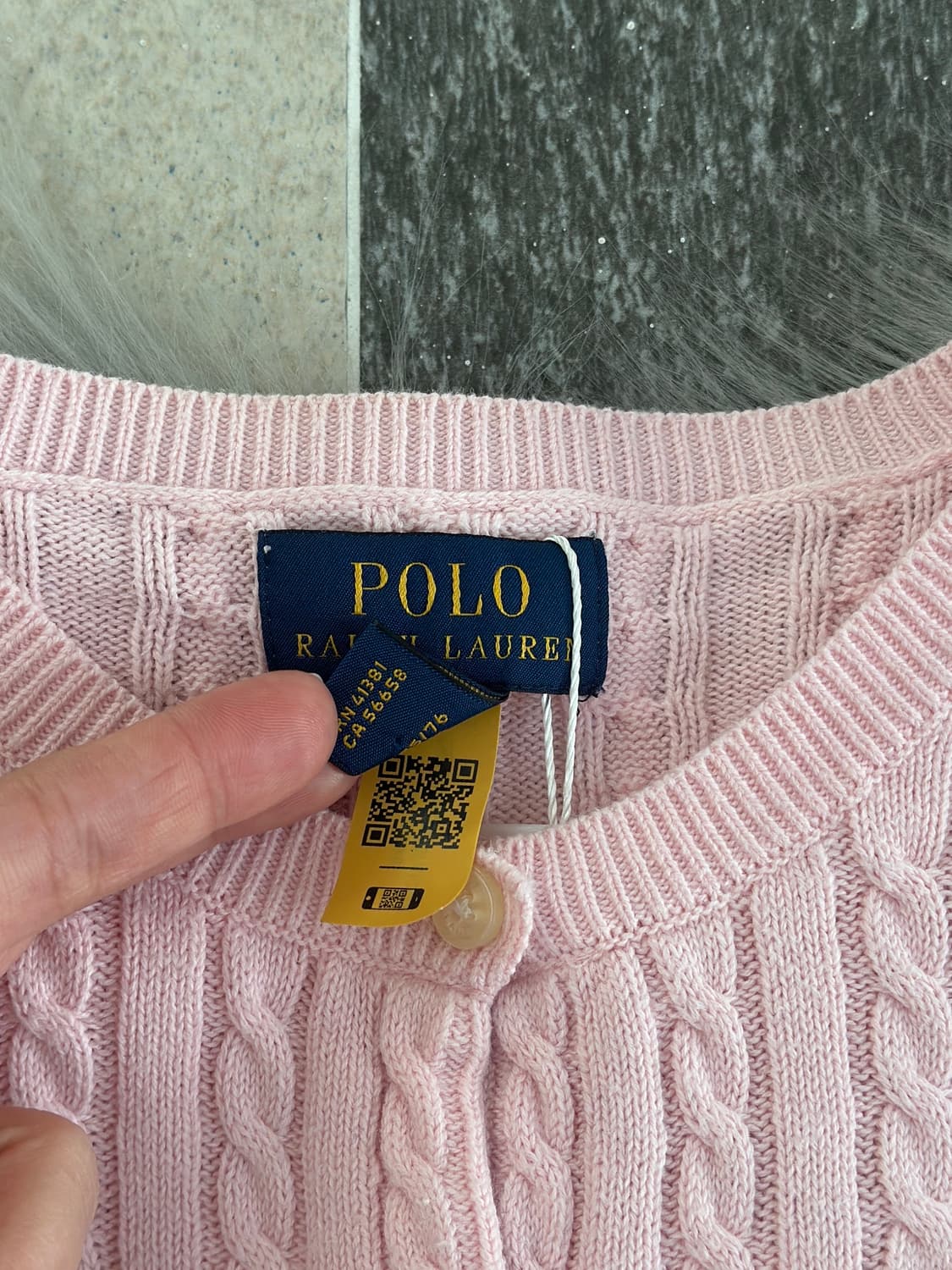 폴로 랄프로렌 연핑크 케이블 니트 가디건  상품이미지6