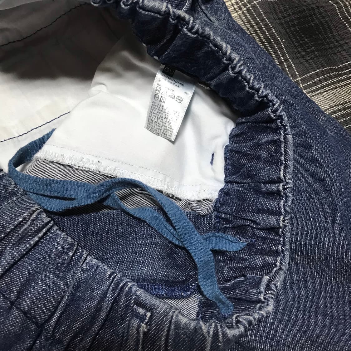 Gu 재팬 슈퍼 와이드 크롭 테이퍼드 핀턱 이지 팬츠 인디고 중청 상품이미지4