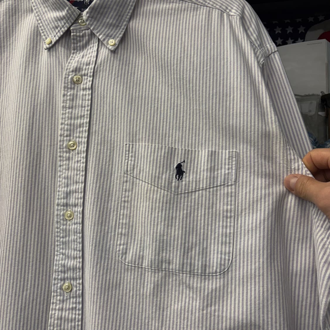 90s 폴로 랄프로렌 빅셔츠 라인 스트라이프 옥스포드 셔츠 N792 상품이미지5