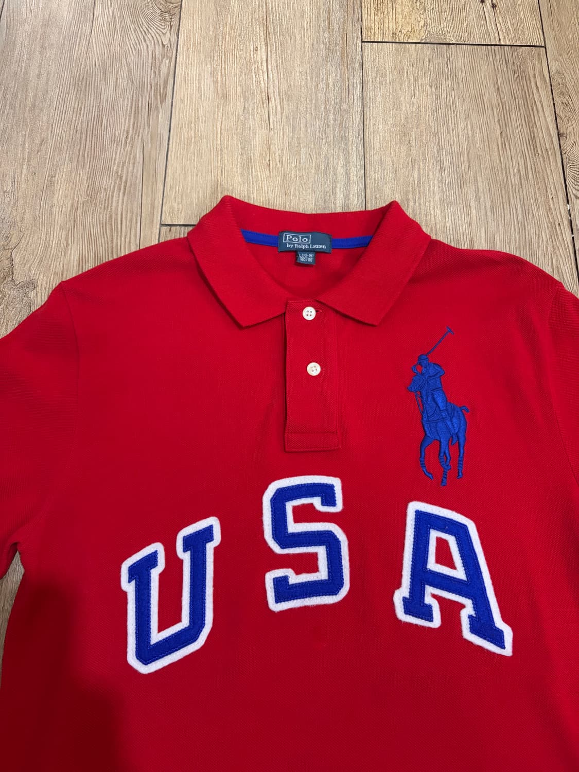 66~77) 폴로 빅포니 USA 카라티 레드 상품이미지2