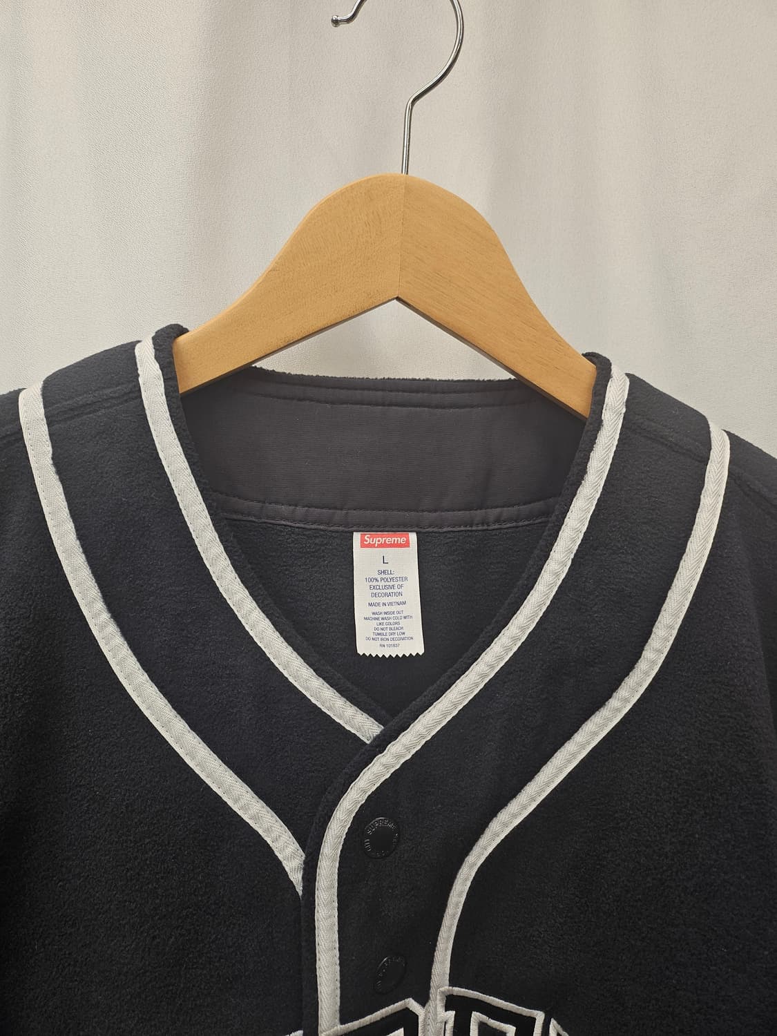 슈프림Supreme 폴라텍 베이스볼 저지 블랙 - 24FW 상품이미지3