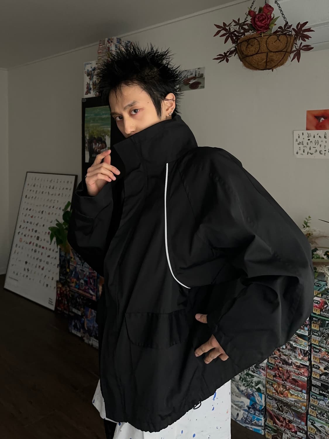 Ready 2 Wear 파이핑 오버 사이즈 윈드 브레이커 상품이미지1