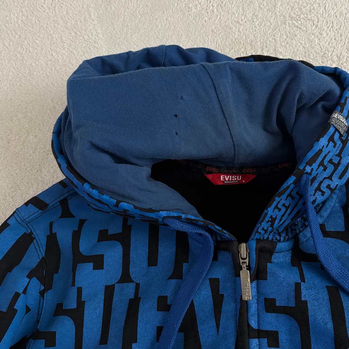 에비수 희귀 블루 풀로고 후드집업 상품이미지6