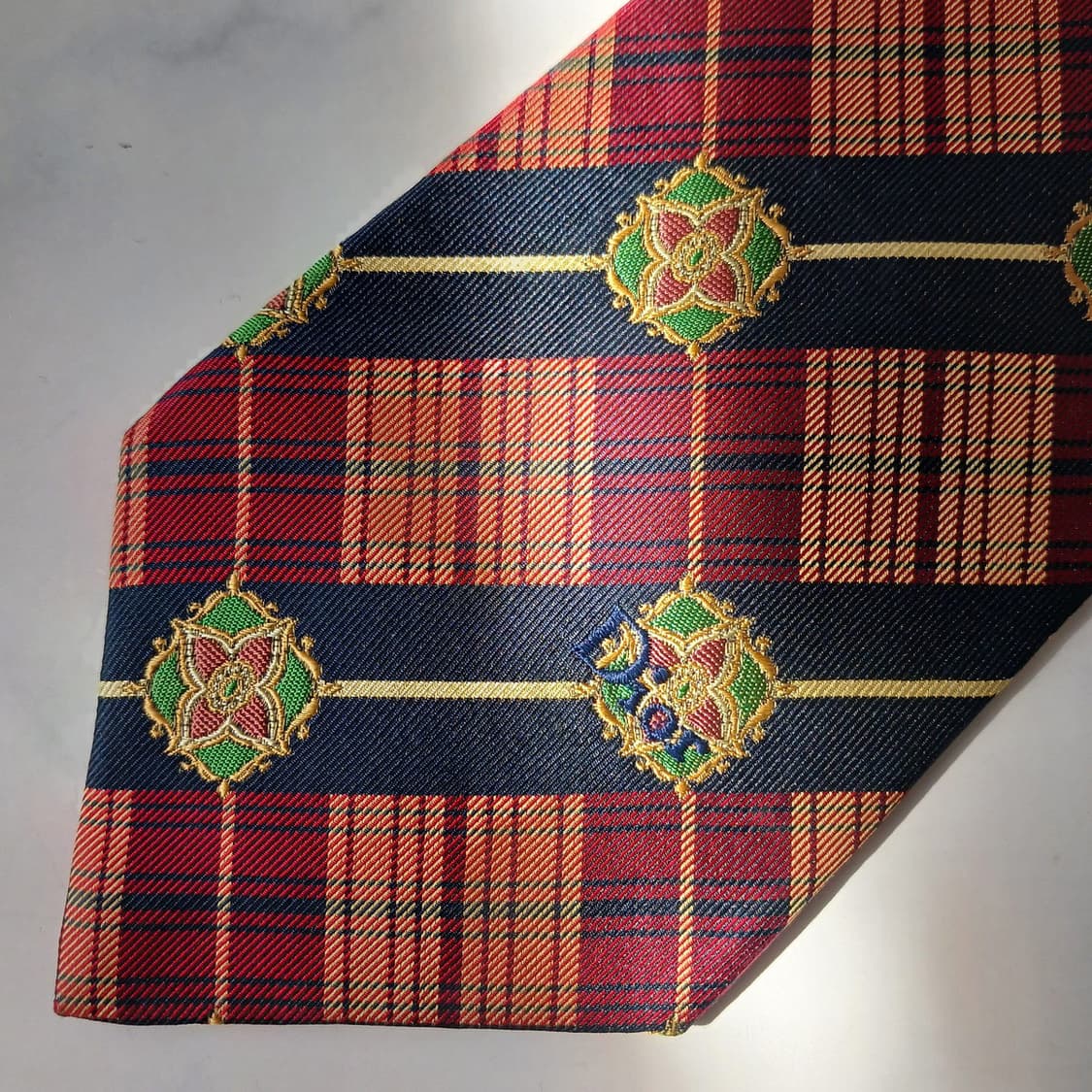 크리스찬 디올 실크 체크 패턴 넥타이 9.5cm A~A+등급 E741 상품이미지6