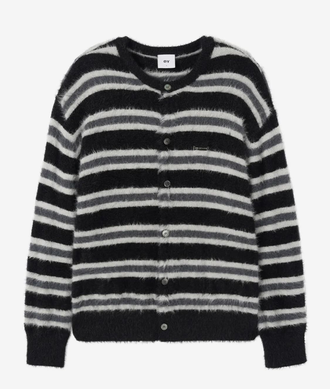 HAIRY STRIPE KNIT CARDIGAN - BLACK 상품이미지1